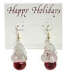 Pair of Glittered Santa Claus Jingle Bell Christmas Earrings #22162