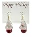 Pair of Glittered Santa Claus Jingle Bell Christmas Earrings #22162