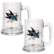 San Jose Sharks 2pc 15oz Glass Tankard Set- Primary Logo NHL Hockey