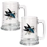 San Jose Sharks 2pc 15oz Glass Tankard Set- Primary Logo NHL Hockey