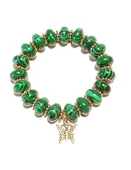 Malachite & Antique Gold Stretch Bracelet