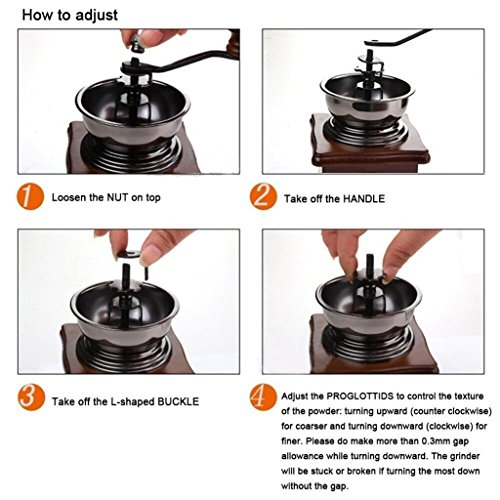 ReaLegend Wooden Manual Coffee Grinder Vintage Style Hand Coffee Mill