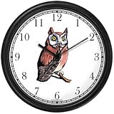 Owl (Hoot) Bird Animal Wall Clock by WatchBuddy Timepieces (Black Frame)