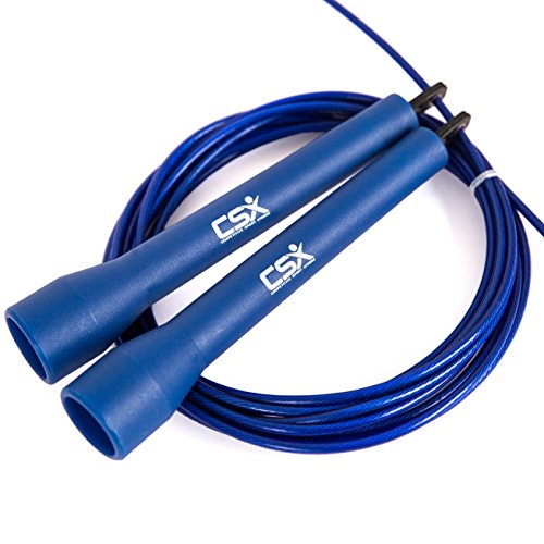 CSX Skipping Rope 3m / 10ft - Speed Ball Bearings and Adjustable Length with Workouts, Blue CSX Skipping Rope 3m / 10ft - Speed Ball Bearings and Adjustable Length with Workouts, Blue