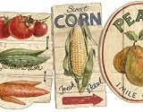 Tan Farmstand Signs Wallpaper Border