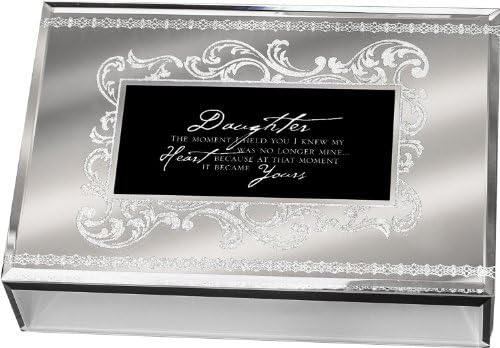 Daughter The Moment I Held You Large Deluxe Glass Mirror Jewelry Music Box - Plays Song Edelweiss