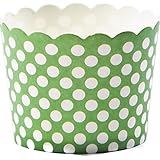 Simply Baked Small Paper Baking Cup, Green with White Dot, 25-Pack, Entertain with Ease and Style, Serve Cupcakes, Ice cream, Appetizers and More