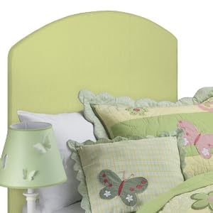 Arch Top Headboard with Mink Microsuede Slipcover and Juvi Light Green Slipcover&nbsp; by 