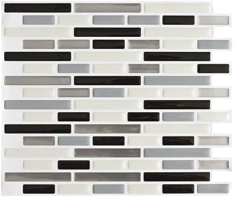 XYWJ Anti-mold Peel Wall SickersTiles Stickers Wall Decorate Tiles Decorate with High Quality Square Shape (10Pcs, Stripe Wiredrawing)