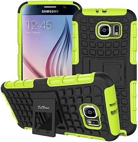 S6 Case ,Galaxy S6 Case, DLF Case [ Shockproof ] Samsung Galaxy S6 Case Heavy Duty Rugged Dual Layer TPU Textured Non Slip Reinforced Polycarbonate Hybrid Case for Samsung Galaxy S6 with Kickstand and Free Screen Protector (Green)