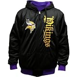 NFL Men's Minnesota Vikings Heritage Reversible Hooded Sweatshirt (Black/Purple, Small)