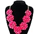 Fit&Wit Color Golden Plated Chain 7 Flowers Mint Statement Fashion Flower Necklace Hot Pink