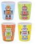 French Bull 6-Ounce Melamine Juice, Robot Kids, Set of 4