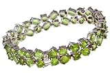 Sterling Silver Peridot Double Row Bracelet