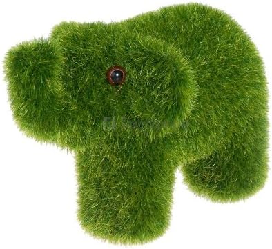 Artificial Grass Elephant Shaped Desk Ornament (Green)