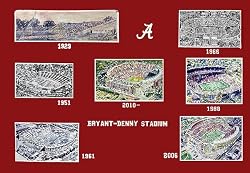 Alabama Painting - History of Bryant-Denny Stadium