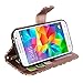 Cellularvilla Pu Leather Wallet Flip Open Pocket ID Card Holder Slots Case Cover Stand Wrist Strap Compatible with Samsung Galaxy Grand Prime SM-G530H G5308W (Brown Leopard)