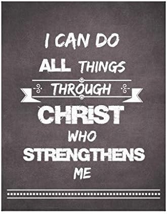 Bingbinge I Can Do All Things Through Christ Bible Verse Canvas Print Art Print on Canvas - 12" X 16"
