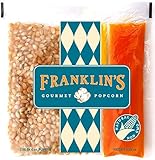 Franklin's Gourmet Movie Theater Popcorn. Organic Popping Corn, 100% Coconut Oil, & Seasoning Salt. Pre-Measured Portion Packs (Pack of 24).
