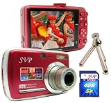 SVP Xthinn-737 Red 7MP 3x Optical zoom 3-inch LCD Digital Camera + FREE 4GB High Speed SD Memory Card & Tripod