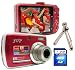 SVP Xthinn-737 Red 7MP 3x Optical zoom 3-inch LCD Digital Camera + FREE 4GB High Speed SD Memory Card & Tripod