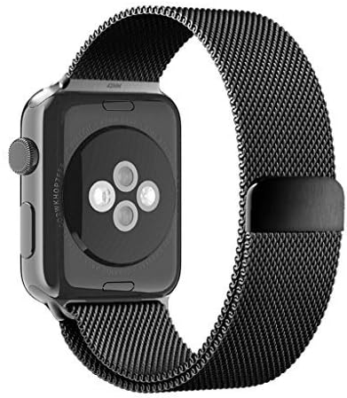 Apple Watch Band, Penom Fully Magnetic Closure Clasp Mesh Loop Milanese Stainless Steel Bracelet Strap for Apple Iwatch Sport&edition 42mm Black by Riega