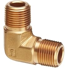 Parker Brass Pipe Fitting, 90 Degree Elbow, NPT Male X NPT Male
