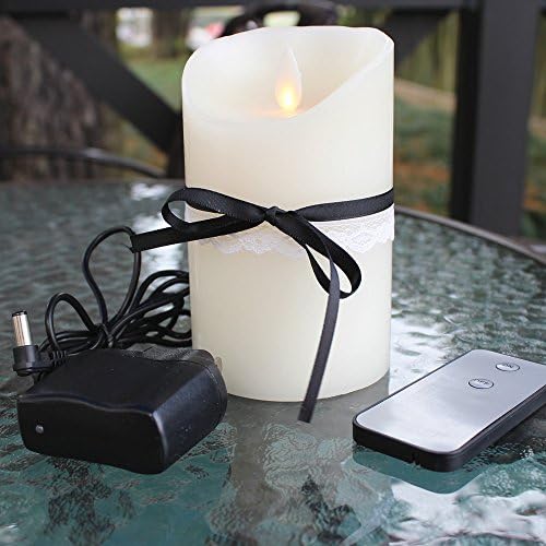 Flameless Handmade Pillar Led Wax Candle with Moving Wick Batteries and Bowknot Decorations