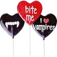 New Vampire Lollipal candy suckers. Assortment of 6. Lollipops with Bite Me, I love vampires and fangs