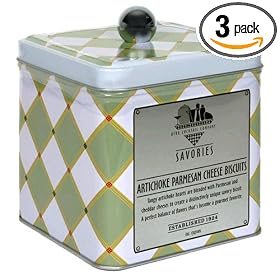 Byrd Cookie Company, Artichoke Parmesan Cheese Biscuits, 6-Ounce Tin (Pack of 3)