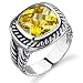 Elegance in Classic Style: Designer Inspired Sterling Silver Cable Style Canary Yellow Citrine CZ Ring