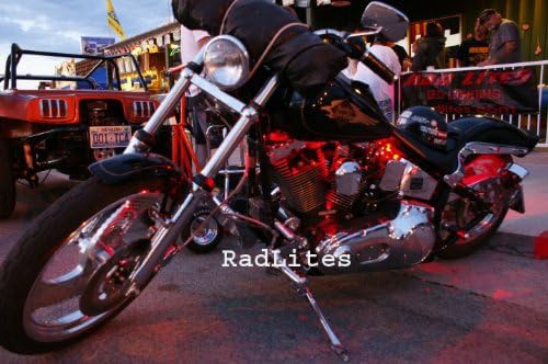 6 Pc RED Neon Flexible LED Motorcycle Lighting Kit with Remote Control and Effects