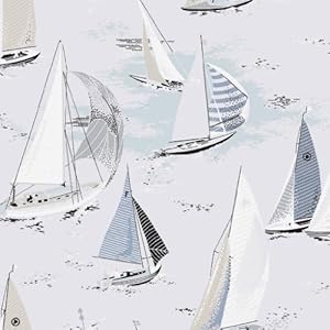 Marstrand 2976 Vlies-Tapete maritime Regatta Segelboote blau weiß grau