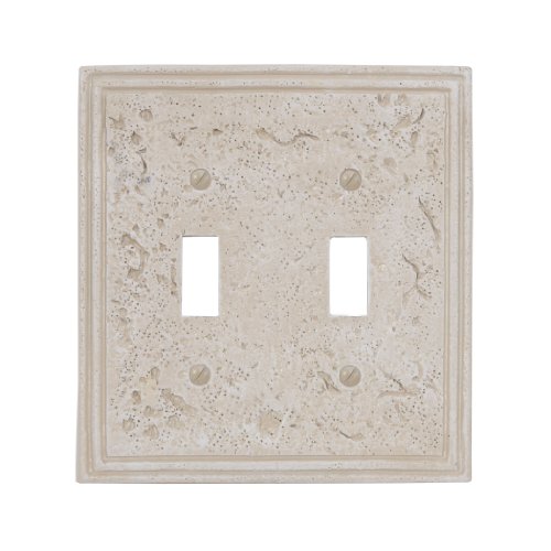 Amertac 8349TTA 2 Toggle Faux Stone Almond Wallplate, Crème