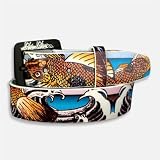 Silver Star FULL COLOR KOI FISH GENUINE LEATHER BELT