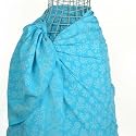 Hand made Batik sarong Marigolds  Turquoise