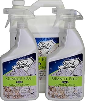 Black Diamond Stoneworks GRANITE PLUS! 2 in 1 Cleaner & Sealer for Granite, Marble, Travertine, Limestone, Ready to Use! (2-Quarts/1-Gallon)