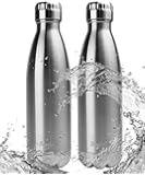 Bruntmor, Double Wall Vacuum Insulated 18/10 Stainless Steel Water Bottle 17 oz, Set of 2