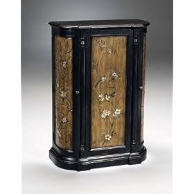 Millgrove Distressed Black Finish Revolving Wine Cabinet