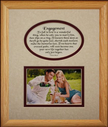 8x10 ENGAGEMENT Picture & Poetry Photo Gift Frame ~ Cream/Burgundy Mat ~ Wonderful Gift Idea for the Newly Engaged Couple!