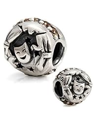 Ohm Silver CZ Theater Comedy Tragedy Mask Bead Charm