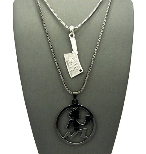 Hatchetman® Within Hatchet & Encircled Hatchetman® Pendant Set in Multi-Tone Box Chain Necklaces