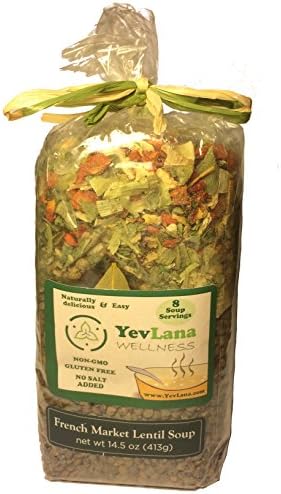 Natural Gluten Free Non-GMO No Salt Added Healthy Mix Fresh Soup (78oz after prep, 8 servings) (French Lentil Onion Market, 14.5oz)