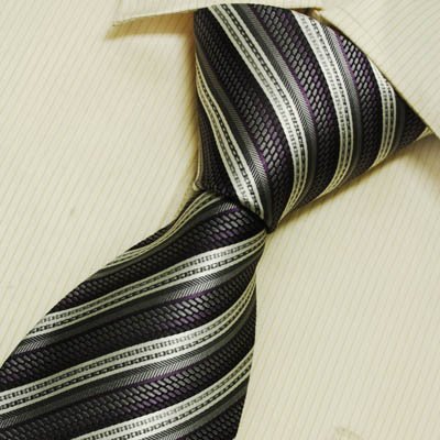 Purple Striped Silk Tie Indigo Stripes Birthday Gifts Man Italian Style Silk Neck Tie T7141