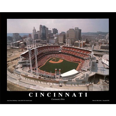 Professionally Framed Mike Smith Cincinnati Reds Stadium Opening Game Sports Poster Print - 22x28 with RichAndFramous Black Wood Frame