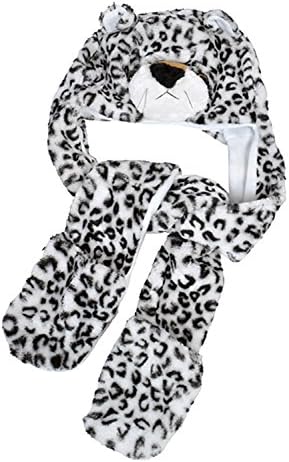 Plush Animal Hat White Snow Leopard