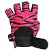 Contraband Pink Label 5277 Women's Design Series Zebra Print Lifting and Rowing Gloves (Pair) - Lightweight Vegan Medium Padded Microfiber Amara Leather w/Griplock Silicone (Black/Pink, Medium)