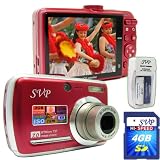 SVP Xthinn-737 Red 7MP 3x Optical zoom 3-inch LCD Digital Camera + FREE 4GB High Speed SD Memory Card & AA Rechargeable Set