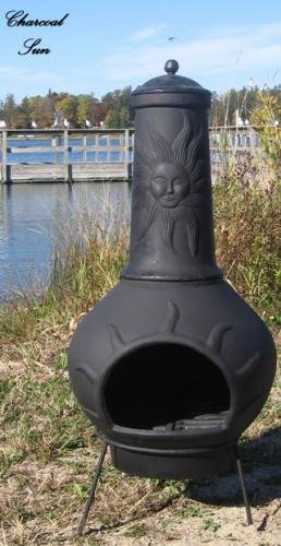 Chiminea Outdoor Fireplace - Blue Rooster ALCH072 - Sun Ray Chiminea Outdoor Fireplace - Charcoal
