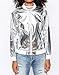 Summerwhisper Women's Glitter Zipper Up Baseball Jacket Silver